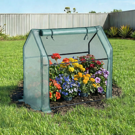 Green Fingers Mini Greenhouse 91x46x84cm Steel Frame PE Cover Outdoor Shelter.