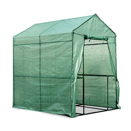 Green Fingers Greenhouse 1.2x1.9x1.9M Walk in Green House Tunnel Plant Garden Shed 4 Shelves.