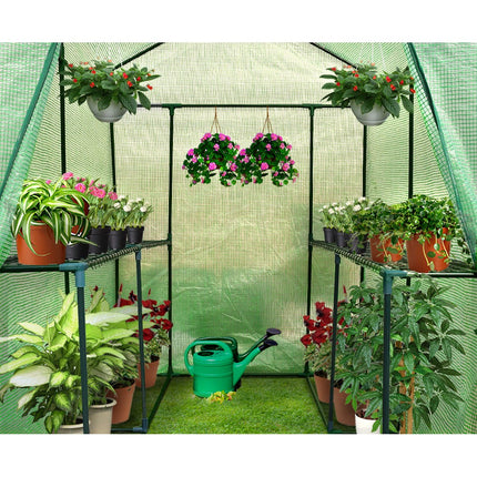 Green Fingers Greenhouse 1.2x1.9x1.9M Walk in Green House Tunnel Plant Garden Shed 4 Shelves.