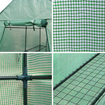 Green Fingers Greenhouse 1.2x1.9x1.9M Walk in Green House Tunnel Plant Garden Shed 4 Shelves.