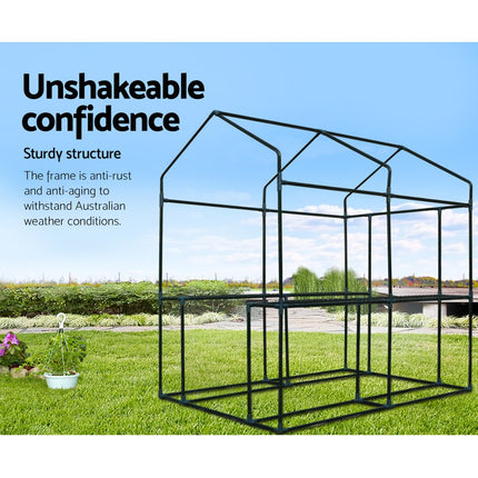 Green Fingers Greenhouse 1.2x1.9x1.9M Walk in Green House Tunnel Plant Garden Shed 4 Shelves.