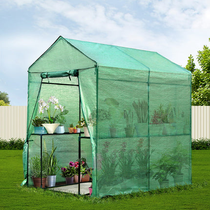Green Fingers Greenhouse 1.2x1.9x1.9M Walk in Green House Tunnel Plant Garden Shed 4 Shelves.