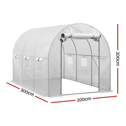 Green Fingers Greenhouse 3x2x2M Walk in Green House White.