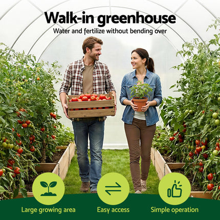 Green Fingers Greenhouse 3x2x2M Walk in Green House White.