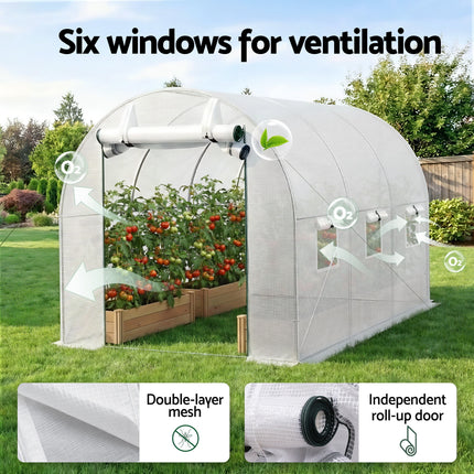 Green Fingers Greenhouse 3x2x2M Walk in Green House White.