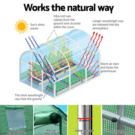 Green Fingers Greenhouse 6x4x2M Walk in Green House Tunnel Plant Garden Shed Dome.