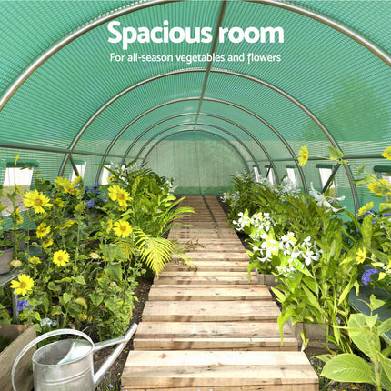 Green Fingers Greenhouse 9x3x2M Walk in Green House Tunnel Plant Garden Shed Dome.