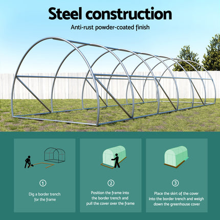 Green Fingers Greenhouse 9x3x2M Walk in Green House Tunnel Plant Garden Shed Dome.
