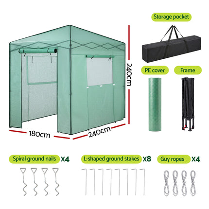 Green Fingers Greenhouse 180x240x240cm Steel Frame PE Cover Outdoor Shelter.
