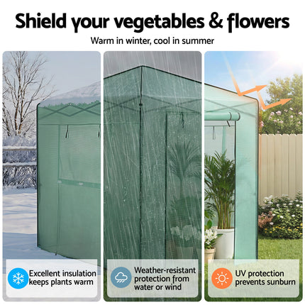 Green Fingers Greenhouse 180x240x240cm Steel Frame PE Cover Outdoor Shelter.