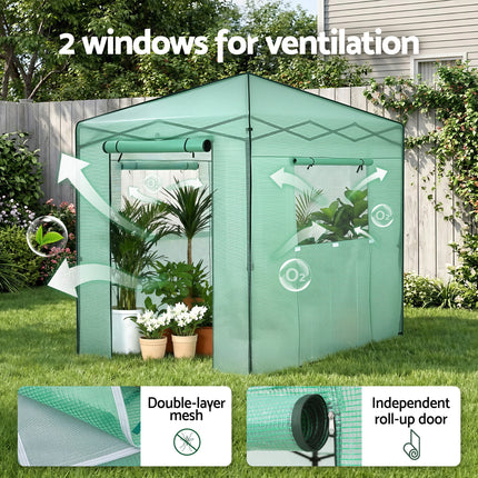 Green Fingers Greenhouse 180x240x240cm Steel Frame PE Cover Outdoor Shelter.