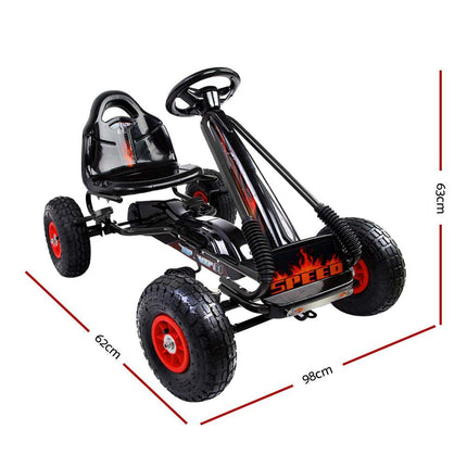 Rigo Kids Pedal Go Kart Ride On Toys Racing Car Rubber Tyre Black.