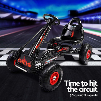 Rigo Kids Pedal Go Kart Ride On Toys Racing Car Rubber Tyre Black.