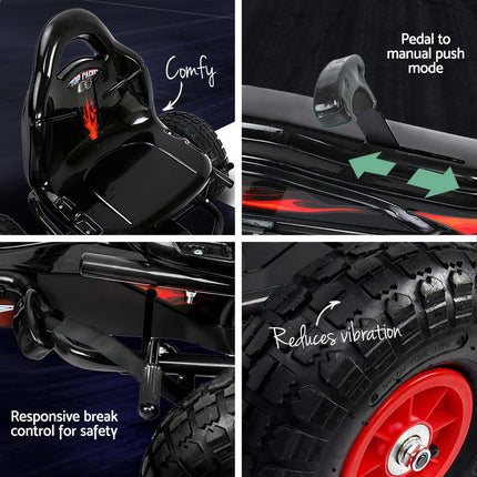 Rigo Kids Pedal Go Kart Ride On Toys Racing Car Rubber Tyre Black.