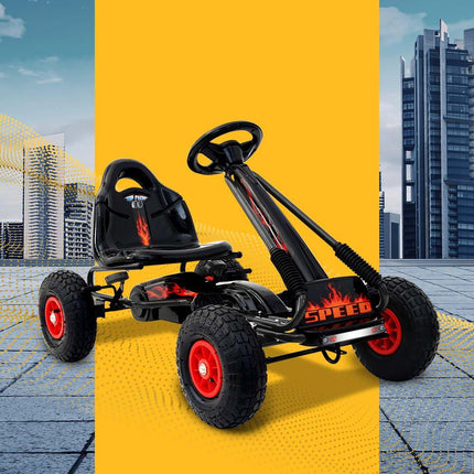 Rigo Kids Pedal Go Kart Ride On Toys Racing Car Rubber Tyre Black.