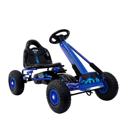 Rigo Kids Pedal Go Kart Ride On Toys Racing Car Rubber Tyre Blue.