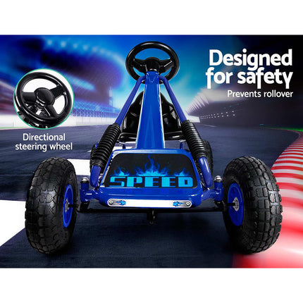 Rigo Kids Pedal Go Kart Ride On Toys Racing Car Rubber Tyre Blue.