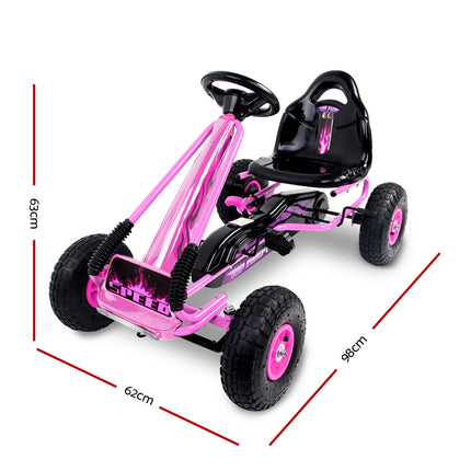 Rigo Kids Pedal Go Kart Ride On Toys Racing Car Rubber Tyre Pink.