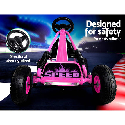 Rigo Kids Pedal Go Kart Ride On Toys Racing Car Rubber Tyre Pink.