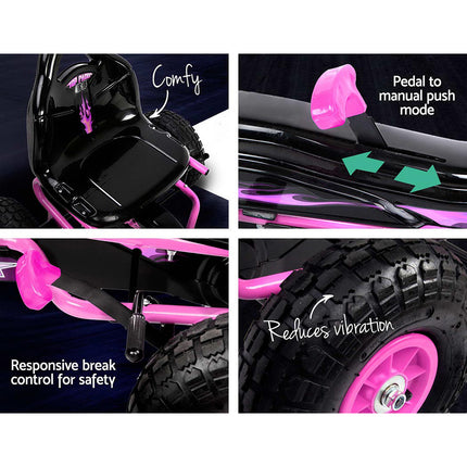 Rigo Kids Pedal Go Kart Ride On Toys Racing Car Rubber Tyre Pink.
