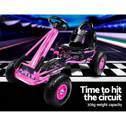 Rigo Kids Pedal Go Kart Ride On Toys Racing Car Rubber Tyre Pink.
