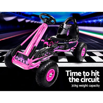Rigo Kids Pedal Go Kart Ride On Toys Racing Car Rubber Tyre Pink.