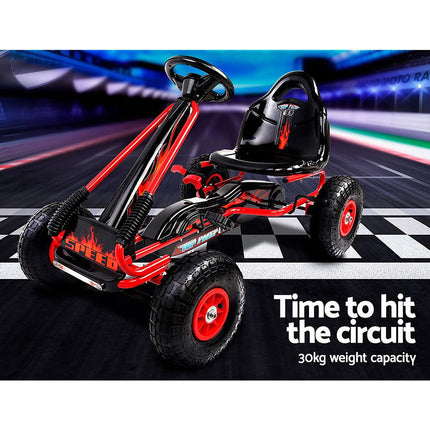 Rigo Kids Pedal Go Kart Ride On Toys Racing Car Rubber Tyre Red.