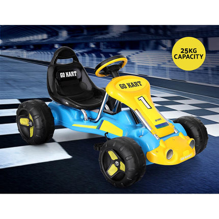 Rigo Kids Pedal Go Kart Ride On Toys Racing Car Plastic Tyre Blue.