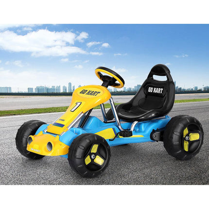 Rigo Kids Pedal Go Kart Ride On Toys Racing Car Plastic Tyre Blue.