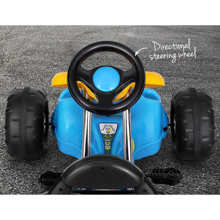 Rigo Kids Pedal Go Kart Ride On Toys Racing Car Plastic Tyre Blue.