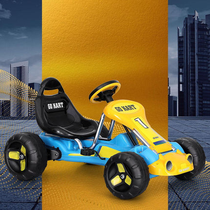 Rigo Kids Pedal Go Kart Ride On Toys Racing Car Plastic Tyre Blue.