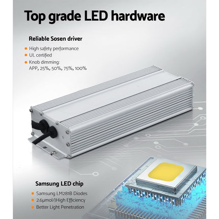 Green Fingers Max 3000W Grow Light LED Full Spectrum Indoor Plant All Stage Growth.