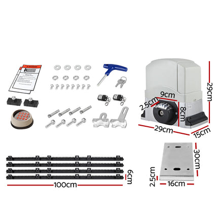 LockMaster Electric Sliding Gate Opener 1200KG Keypad 4M.