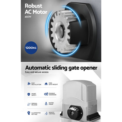 LockMaster Electric Sliding Gate Opener 1200KG Keypad 4M.