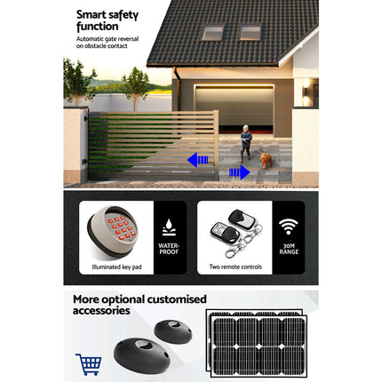 LockMaster Electric Sliding Gate Opener 1800KG Keypad 6M Rail.