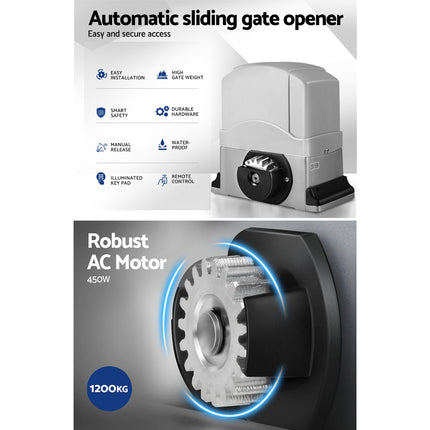 LockMaster Automatic Sliding Gate Opener Kit Keypad 4M 1200KG.