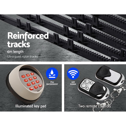 LockMaster Automatic Sliding Gate Opener Kit Keypad 6M 1200KG.