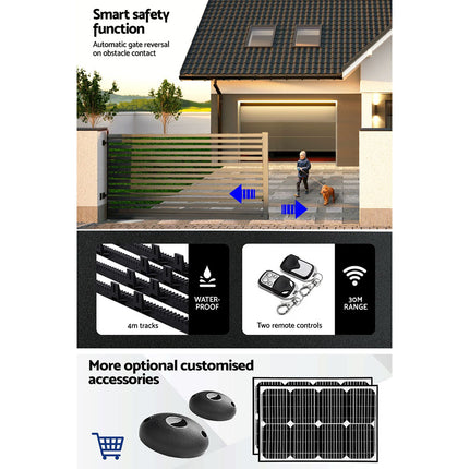 LockMaster Automatic Sliding Gate Opener Kit 4M 1200KG.