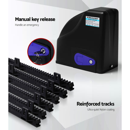 LockMaster Automatic Sliding Gate Opener Kit 10W Solar 6M 600KG.