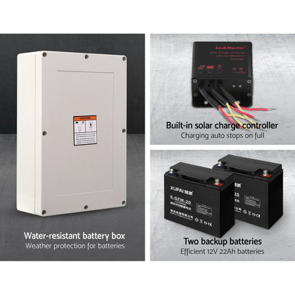 LockMaster Automatic Sliding Gate Opener Kit 40W Solar 4M 600KG.