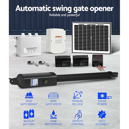 LockMaster Single Swing Gate Opener 500KG 10W Solar Panel.