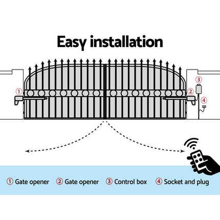 LockMaster Automatic Electric Gate Opener Double Swing Remote Control Kit 800KG.