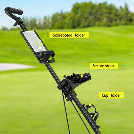 Everfit Golf Buggy Quick Folding Trolley Golf Cart Trolley 2 Wheels Cup Holder.