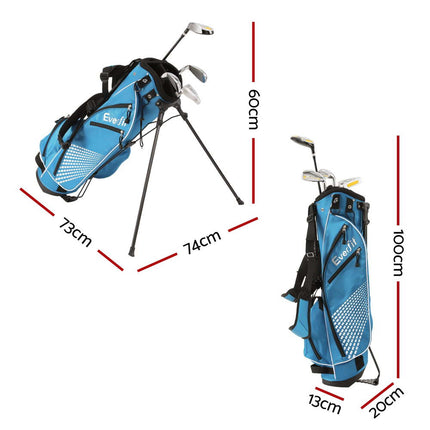 Everfit Golf Clubs Set Junior Right Handed Golf Wedges Iron Golf Stand Bag.