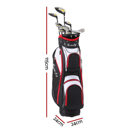Everfit Golf Clubs Set Men Right Handed Golf Wedges Alloy Driver Golf Stand Bag.