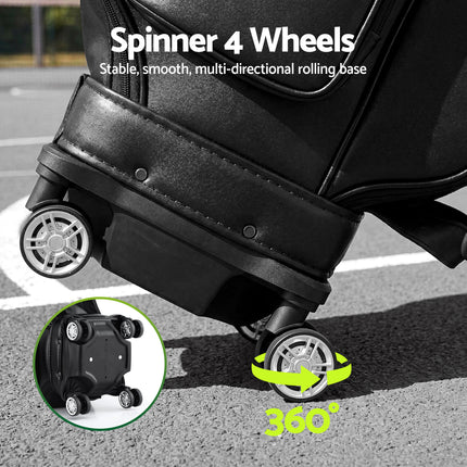Everfit Golf Cart Bag Rolling Buggy Club Organiser Synthetic Leather Black.
