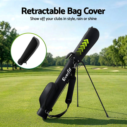 Everfit Golf Stand Bag Lightweight Sunday Pitch And Putt Bag Black.