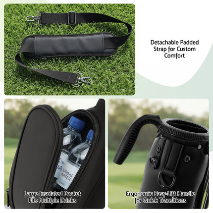 Everfit Golf Stand Bag Lightweight Sunday Pitch And Putt Bag Black.
