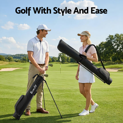 Everfit Golf Stand Bag Lightweight Sunday Pitch And Putt Bag Black.