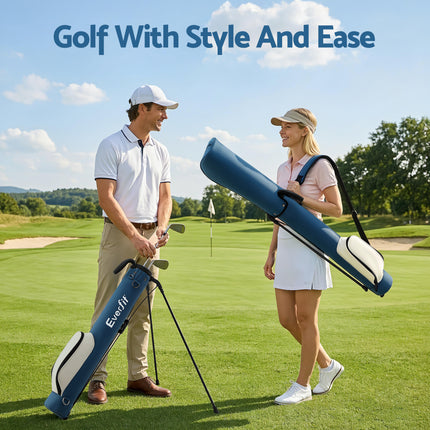 Everfit Golf Stand Bag Lightweight Sunday Pitch And Putt Bag Blue.